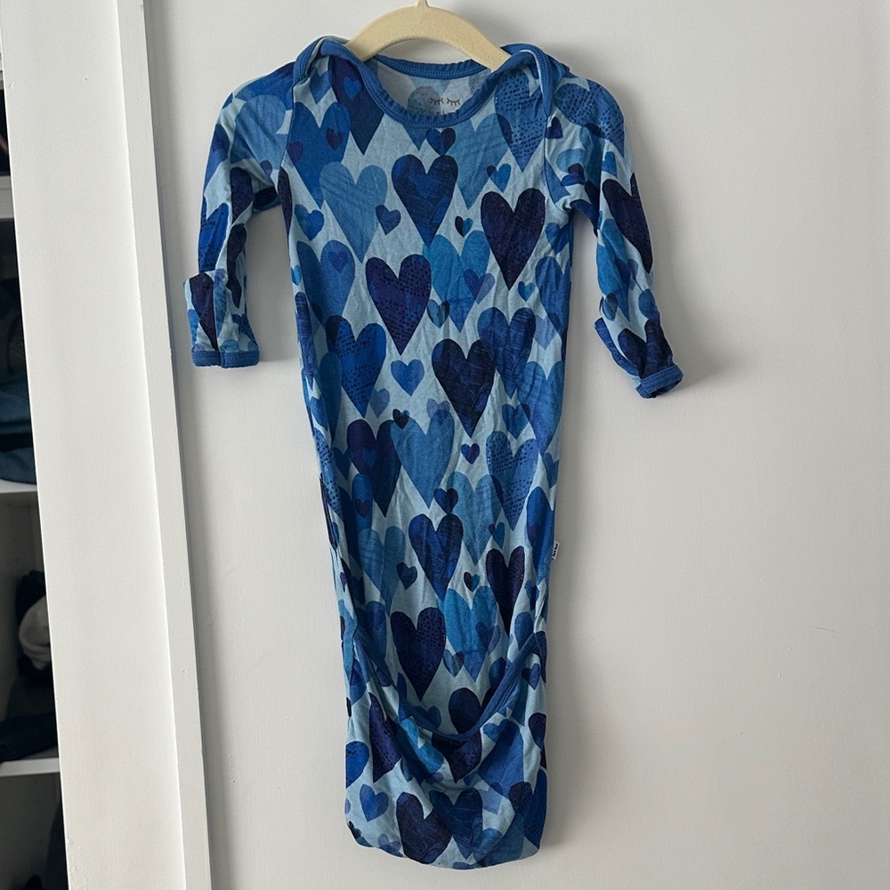 Little Sleepies Blue Heart Newborn sleep dress